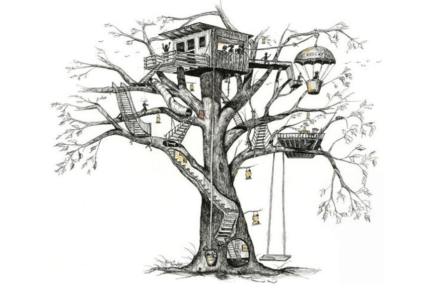 Чертеж домика на дереве