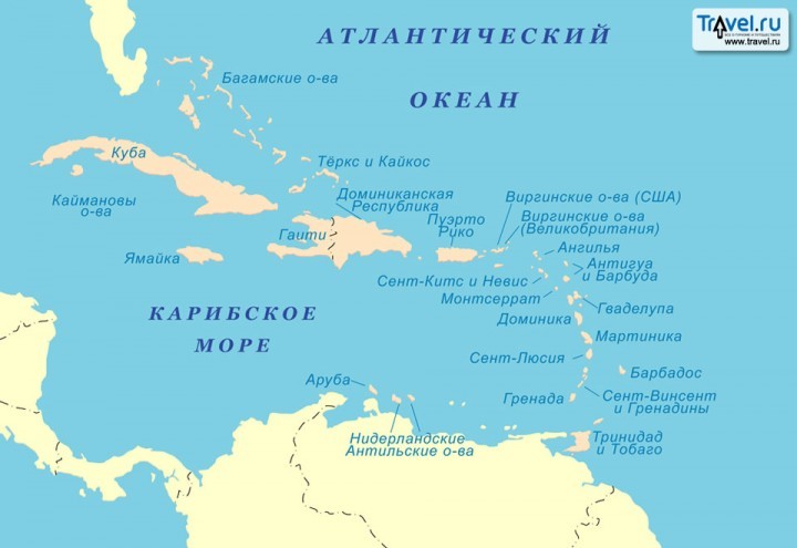 карта карибских островов